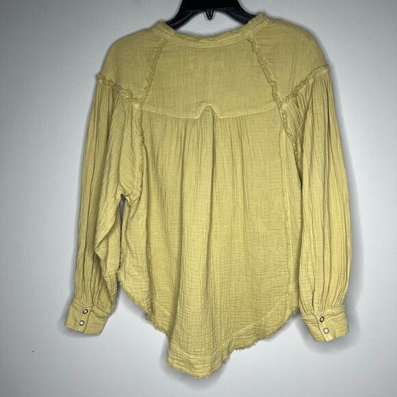 We The Free Lucy Solid SwingTop in Desert Yellow Gauze Size XS Boho Lagenlook - Picture 6 of 10